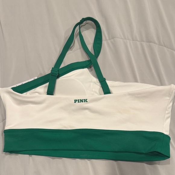 Green and White One-Shoulder Sports Bra Size L NWT - Picture 5 of 5